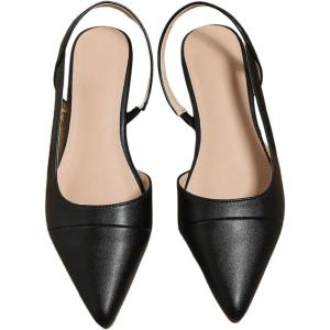 imageOYOANGLE Womens Pointed Toe Slingback Flats Slip on Flats Casual Dressy Office Work ShoesBlack