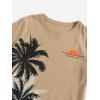 imageOYOANGLE Boys 2 Piece Outfits Casual Graphic Short Sleeve Tee Shirt and Shorts SetKhaki Orange