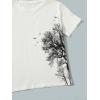 imageOYOANGLE Boys 2 Piece Outfits Casual Graphic Short Sleeve Tee Shirt and Shorts SetWhite Green Tree
