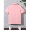 imageOYOANGLE Boys Color Block Short Sleeve Button Down Shirts Summer Dress ShirtPink and Grey