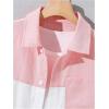 imageOYOANGLE Boys Color Block Short Sleeve Button Down Shirts Summer Dress ShirtPink and Grey