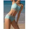 imageOYOANGLE Girls 2 Piece Bikini Sets Textured Spaghetti Strap Wireless Swimsuits High Waist Bathing SuitsGreen