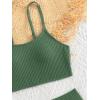 imageOYOANGLE Girls 2 Piece Bikini Swimsuit Ribbed Knit Spaghetti Strap Swimsuit Bathing Suit BeachwearDark Green