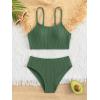 imageOYOANGLE Girls 2 Piece Bikini Swimsuit Ribbed Knit Spaghetti Strap Swimsuit Bathing Suit BeachwearDark Green