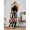 imageOYOANGLE Girls 2 Piece Clothing Sets Outfits Sleeveless Halter Crop Top and Tropical Print Pants SetsBlack Multi
