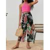 imageOYOANGLE Girls 2 Piece Clothing Sets Outfits Sleeveless Halter Crop Top and Tropical Print Pants SetsHot Pink
