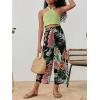 imageOYOANGLE Girls 2 Piece Clothing Sets Outfits Sleeveless Halter Crop Top and Tropical Print Pants SetsLime Green
