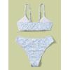 imageOYOANGLE Girls 2 Piece Ditsy Floral Bikini Swimsuit Ring Linked Ruched Bathing SuitBlue