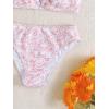 imageOYOANGLE Girls 2 Piece Ditsy Floral Bikini Swimsuit Ring Linked Ruched Bathing SuitLight Pink