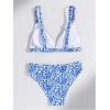 imageOYOANGLE Girls 2 Piece Floral Print Beach Swimsuit V Neck Spaghetti Strap Triangle Low Waist Bathing SuitBlue