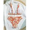 imageOYOANGLE Girls 2 Piece Floral Print Beach Swimsuit V Neck Spaghetti Strap Triangle Low Waist Bathing SuitOrange