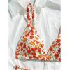 imageOYOANGLE Girls 2 Piece Floral Print Beach Swimsuit V Neck Spaghetti Strap Triangle Low Waist Bathing SuitOrange