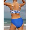 imageOYOANGLE Girls 2 Piece High Waisted Bikini Set Floral Print Spaghetti Strap Cute Swimsuits Vacation Bathing SuitsBlue