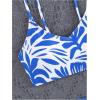 imageOYOANGLE Girls 2 Piece High Waisted Bikini Set Floral Print Spaghetti Strap Cute Swimsuits Vacation Bathing SuitsBlue