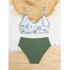 imageOYOANGLE Girls 2 Piece High Waisted Bikini Set Floral Print Spaghetti Strap Cute Swimsuits Vacation Bathing SuitsGreen