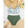 imageOYOANGLE Girls 2 Piece High Waisted Bikini Set Floral Print Spaghetti Strap Cute Swimsuits Vacation Bathing SuitsGreen