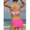 imageOYOANGLE Girls 2 Piece High Waisted Bikini Set Floral Print Spaghetti Strap Cute Swimsuits Vacation Bathing SuitsHot Pink
