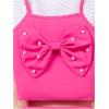 imageOYOANGLE Girls 2 Piece Outfit Bow Pearl Cami Crop Top and A Line Cute Skort SetHot Pink