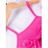 imageOYOANGLE Girls 2 Piece Outfit Bow Pearl Cami Crop Top and A Line Cute Skort SetHot Pink