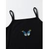 imageOYOANGLE Girls 2 Piece Outfit Butterfly Patched Cami Dress with Long Sleeve Button Down Crop Shirt SetBlue and Black