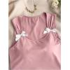 imageOYOANGLE Girls 2 Piece Outfit Sleeveless Bow Tank Top and Elastic Waist Bubble Skirt SetPink and White