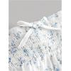 imageOYOANGLE Girls 2 Piece Outfits Boho Ditsy Floral Ruffle Cap Sleeve Bow Top and Layered Ruffle Skirts SetWhite