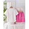 imageOYOANGLE Girls 2 Piece Outfits Butterfly Short Sleeve Tee and Denim Skirts SetsPink and White