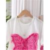 imageOYOANGLE Girls 2 Piece Outfits Butterfly Short Sleeve Tee and Denim Skirts SetsPink and White
