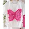 imageOYOANGLE Girls 2 Piece Outfits Butterfly Short Sleeve Tee and Denim Skirts SetsPink and White