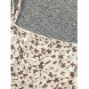 imageOYOANGLE Girls 2 Piece Outfits Floral Print Sleeveless Cute Cami Dresses and Short Sleeve Lettuce Trim Tie Front Top SetsBrown