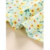 imageOYOANGLE Girls 2 Piece Outfits Floral Print Sleeveless Cute Cami Dresses and Short Sleeve Lettuce Trim Tie Front Top SetsGreen