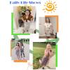 imageOYOANGLE Girls 2 Piece Outfits Floral Print Sleeveless Cute Cami Dresses and Short Sleeve Lettuce Trim Tie Front Top SetsLight Purple