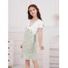 imageOYOANGLE Girls 2 Piece Outfits Floral Print Sleeveless Cute Cami Dresses and Short Sleeve Lettuce Trim Tie Front Top SetsMulticolor