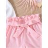 imageOYOANGLE Girls 2 Piece Outfits Graphic Crew Neck Short Sleeve T Shirt and Belted Shorts SetsPink and White