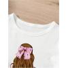 imageOYOANGLE Girls 2 Piece Outfits Graphic Crew Neck Short Sleeve T Shirt and Belted Shorts SetsPink and White