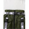 imageOYOANGLE Girls 2 Piece Outfits Letter Crew Neck Tank Top and Zipper Cargo Skirt Set with Buckled BeltWhite and Green