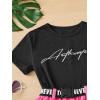 imageOYOANGLE Girls 2 Piece Outfits Letter Graphic Round Neck Tee Shirt and Buckle Belted Shorts SetHot Pink
