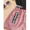 imageOYOANGLE Girls 2 Piece Outfits Letter Graphic Round Neck Tee Shirt and Buckle Belted Shorts SetMulticolor