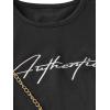 imageOYOANGLE Girls 2 Piece Outfits Letter Graphic Round Neck Tee Shirt and Buckle Belted Shorts SetMulticolor