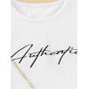 imageOYOANGLE Girls 2 Piece Outfits Letter Graphic Round Neck Tee Shirt and Buckle Belted Shorts SetWhite and Pink