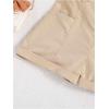 imageOYOANGLE Girls 2 Piece Outfits Rib Knit Halter Tank Top and Wide Leg Belted Shorts SetsBlack and Khaki