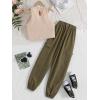 imageOYOANGLE Girls 2 Piece Outfits Ribbed Knit Crew Neck Sleeveless Tank Top and Cargo Jogger Pants SetGreen