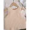 imageOYOANGLE Girls 2 Piece Outfits Ribbed Knit Crew Neck Sleeveless Tank Top and Cargo Jogger Pants SetGreen