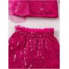 imageOYOANGLE Girls 2 Piece Outfits Sequin Sparkly Mesh Tank Top and High Waisted Shorts Dance SetHot Pink
