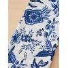 imageOYOANGLE Girls 2 Piece Outfits Short Sleeve Button Down Shirt Crop Top and Wide Leg Pants Jumpsuit SetBlue White Floral