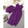 imageOYOANGLE Girls 2 Piece Outfits Short Sleeve Button Down Shirt Crop Top and Wide Leg Pants Jumpsuit SetPurple