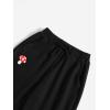 imageOYOANGLE Girls 2 Piece Outfits Sleeveless Mushroom Cartoon Print Embroidery Round Neck Shirt Top and Sweatpants Pants SetsBlack