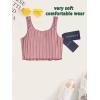imageOYOANGLE Girls 2 Piece Outfits Sleeveless Rib Knit Notched Neck Crop Tank Top and Shorts Set TracksuitDusty Pink