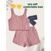 imageOYOANGLE Girls 2 Piece Outfits Sleeveless Rib Knit Notched Neck Crop Tank Top and Shorts Set TracksuitDusty Pink