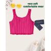 imageOYOANGLE Girls 2 Piece Outfits Sleeveless Rib Knit Notched Neck Crop Tank Top and Shorts Set TracksuitHot Pink